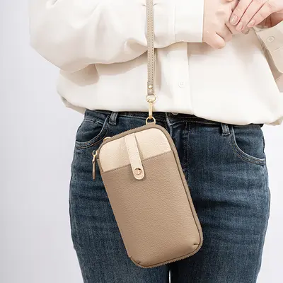 Crossbody-Handytasche aus echtem Leder, koreanischer Stil, Schultergurt - 4