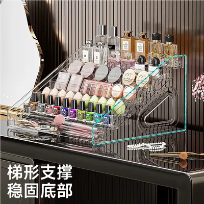 Transparente trapezförmige Kosmetik-Organizer Box Schminktisch Tischplatte Aufbewahrungsregal Make-up Pinsel Lippenstift Parfüm Aufräum- und Präsentationsständer - 3