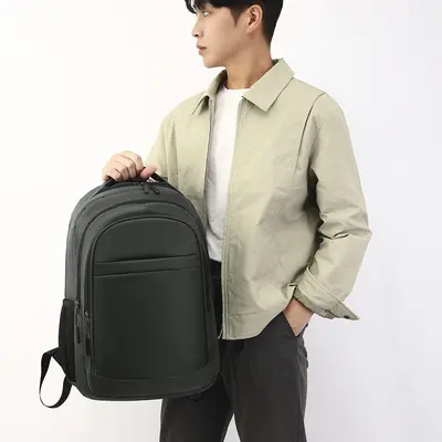 Men's Business Backpack, Plain Color, Laptop Compartment - 5