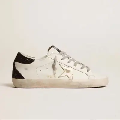 Distressed-Star-Sneaker aus echtem Leder, Colorblock