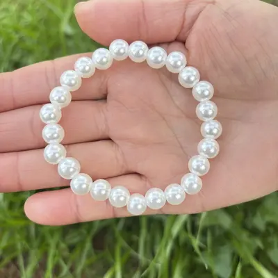 Kadın yapay inci bilezik günlük 4MM-14MM elastik halat bilezik basit Kore versiyonu simüle inci takı - 10