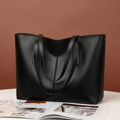 Große Damenhandtasche, schlichte Pendler-Tote-Bag mit Schultergurt