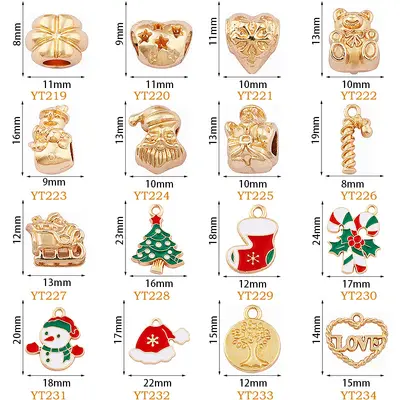 Christmas Alloy Drip Oil Pendant Charm Collection, Santa, Star, Snowman