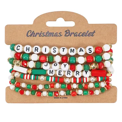Christmas Snowman and Old Man Bell Bead Bracelet - 8