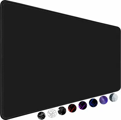 Black Anti-Slip Mouse Pad, Custom Design, Stitched Edges - 7