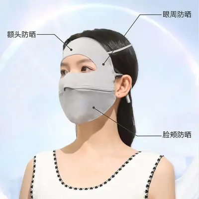 Damen-Sonnenschutzmaske aus Eisseide, UV-Schutz, atmungsaktiv