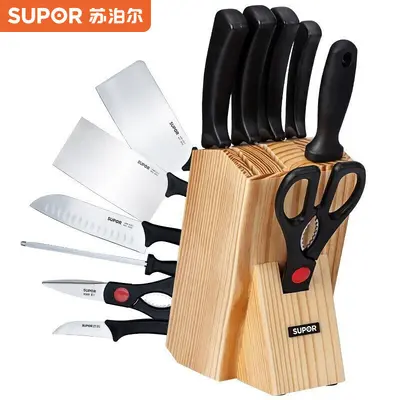 Supor Kitchen Knife Set Shark Tooth Knives Chopping Multi-use Knife Kitchen Scissors Whetstone Complete Knife Set