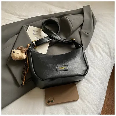 Women's Soft Leather Single Shoulder Bag, 2025 Autumn Winter Model, Dumpling Bag - 9