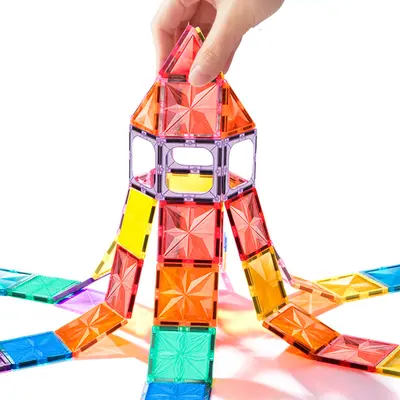 Magnetfliesen-Bausteine-Set, Buntglasoptik, starke Magnete, groß - 6