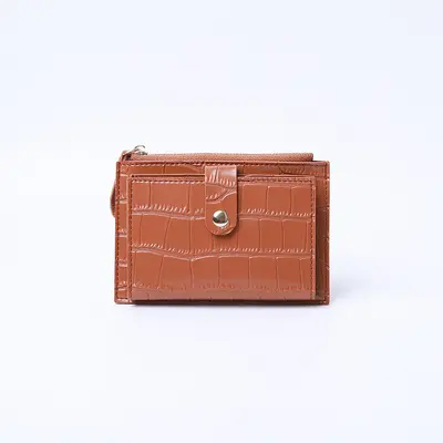 Ultra-Thin Crocodile Pattern Card Holder with Zipper - 11