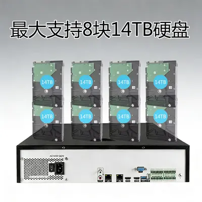 雄迈64路NVR录像机4K800万高清监控主机8盘位xmeye 64通道