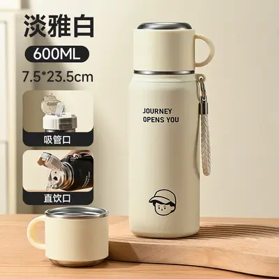 316 Paslanmaz Çelik Termos Bardak, 900 ml Pipetli Taşınabilir Su Şişesi - 7