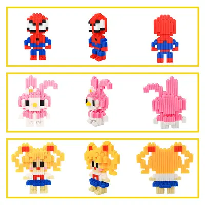 Mini Cartoon Figure Compatible with Building Blocks, Micro Particle Desk Ornament - 5