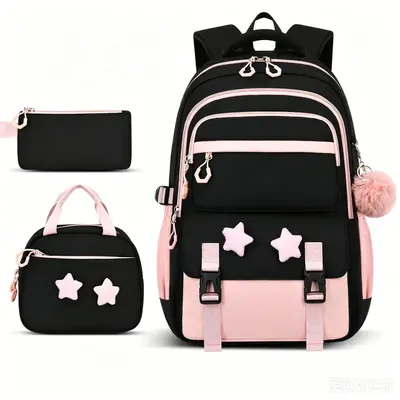 Waterproof Girls' School Backpack Set of 3, Large Capacity - 6