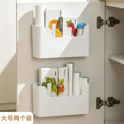 Kitchen cabinet door cling film holder and organizer rack - 7