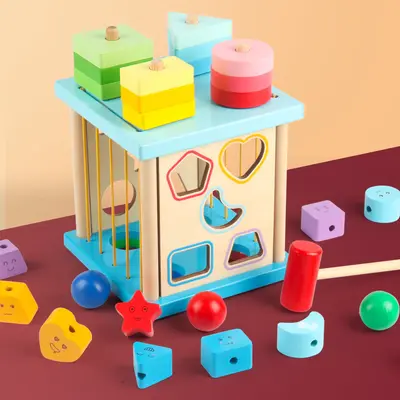 Kinder-Bauklötze mit Formenzuordnung, Intelligenzbox für Babys 0-3 Jahre
