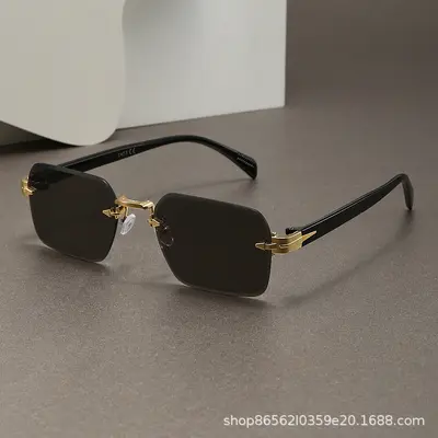 Rimless Classic Unisex Sunglasses with UV Protection - 1