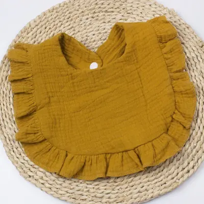Baby Drool Bib with Ruffles and Lace, Cute Design - 13