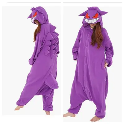 Yoshi Cartoon Animal One-Piece Pajamas, Fleece, Black Dragon