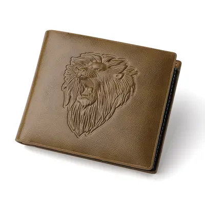 Men's Short Wallet with 3D Embossed Animal Pattern and Zip Coin Pocket - 7