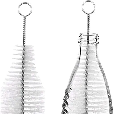 Bottle and Cup Brush, Coconut Palm Fiber, Stainless Steel Wire, Rust-Free - 13
