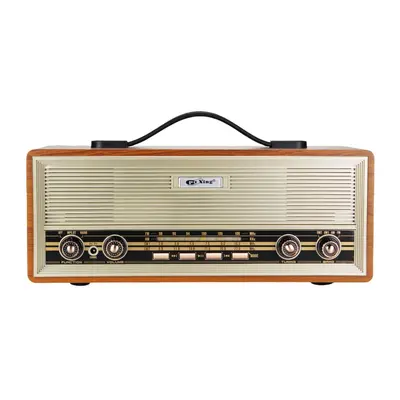 Retro Bluetooth Speaker with Card Slot, Portable Wooden Stereo Radio - 6