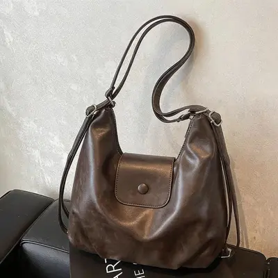 Kadın retro büyük hacimli sırt çantası ve tote çanta, tek omuz, günlük kullanım - 7
