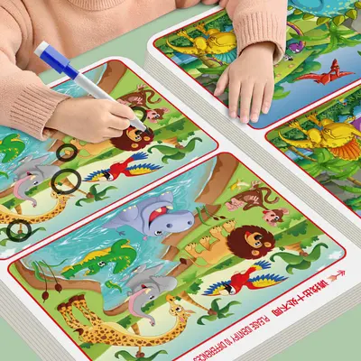 Spot the Difference Maze Book for Ages 3-6, Focus Training Brain Game Cards - 1
