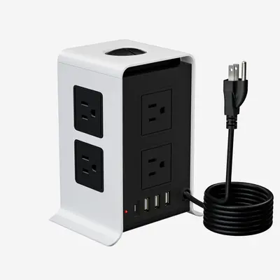 Cross-border UK/US standard vertical power strip, USB multi-port fast charging socket, multi-functional household flame-retardant smart outlet.