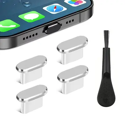 Beş İşlevli Type-C Veri Portu USB Toz Kapağı Telefon Şarj Portu Metal Toz Kapağı Fırçalı
