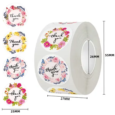 Thank You Stickers, Floral Seal Stickers for Baking Paper Envelopes - 13