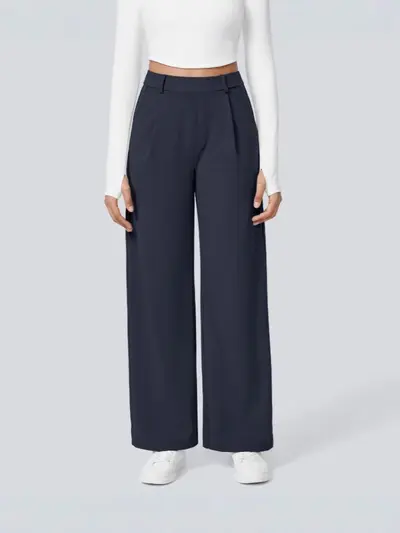Anzughose, Alltagshose mit Taschen, weit geschnittene gerade Hose