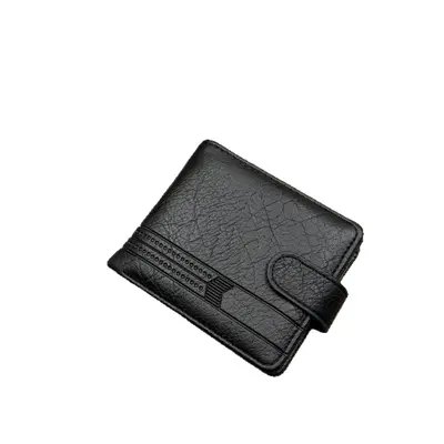 Large Capacity Men's Wallet, Multi-Card Slots, Litchi Pattern PU, Snap Closure - 6