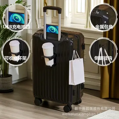 Cabin Size Combination Lock Trolley Case, 360° Wheels, Multifunctional - 7