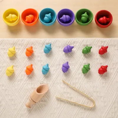 Montessori early education cognitive color sorting toys children educational bead clip game hand-eye coordination matching toys