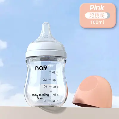 Noaiyin Glass Newborn Baby Bottle, Wide Neck, Anti-Colic and Anti-Choking - 8