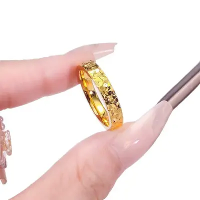 Crushed ice ring 2mm, gold-plated couple ring