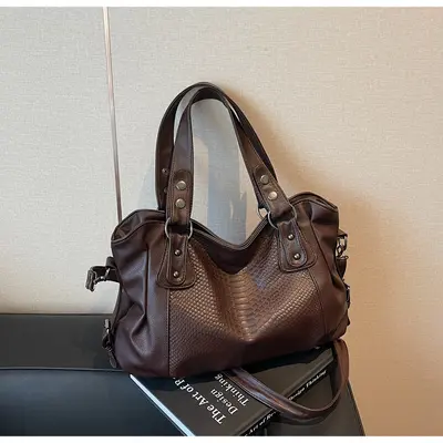 Women's Retro Tote Bag Large Capacity Commuter Single Shoulder - 10