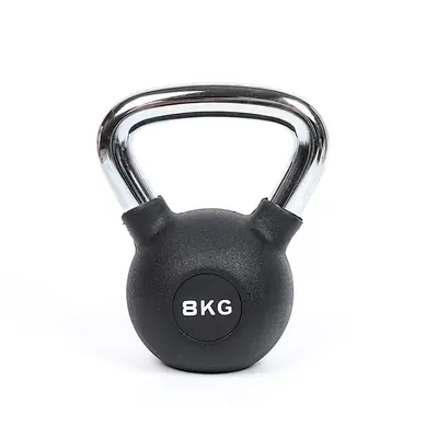 Schwarze gummierte Kettlebell, 4/8/10/16/24 KG, mit Griff - 9