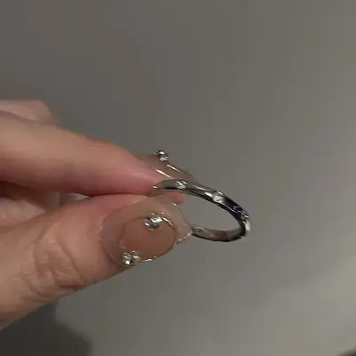 Women's ring, minimalist zircon metal, open design, index finger - 8