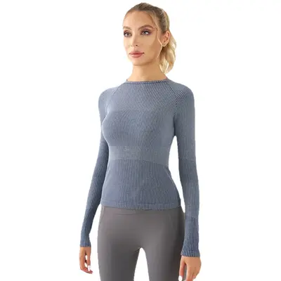 Langarm-Yoga-Oberteil für Herbst und Winter, atmungsaktiv, Modal-Baumwolle