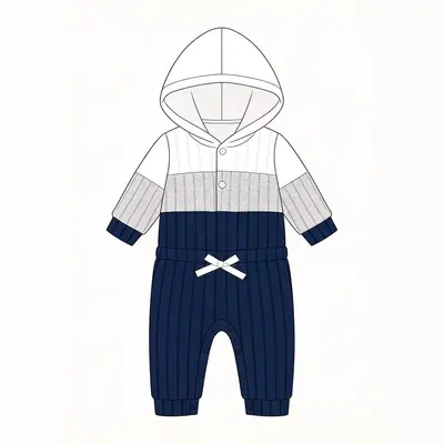 Baby Boy and Girl Hooded Ribbed Long Sleeve Romper and Pants Set