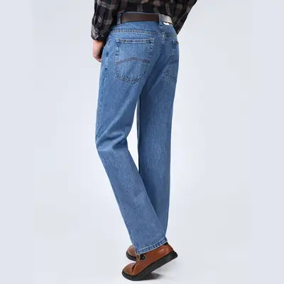 Herren-Jeans aus reiner Baumwolle, hoher Bund, gerades Bein - 11