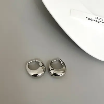 Europäische und amerikanische Ohrringe im ovalen Stil für Frauen, 925er Silberstift-Ohrringe, einfache modische elegante Geschäftskleidung, Nischen-Design, elektrolytisch vergoldet - 8