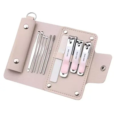 Nail care set, leather case, manicure-pedicure tools, 10 pieces