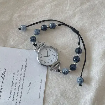 Damen-Webtechnologie-Uhr im Chanel-Stil, Armband-Uhr, Nischen-Leichtluxus, elegant, vielseitig, Kamelie-Perlen-Uhr. - 7