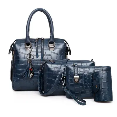 Damentasche mit Krokodilprägung, 4-teiliges Mutter-und-Kind-Taschenset - 5