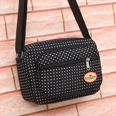 Polka-Dot Multi-Layer Cloth Shoulder Bag for Elderly - 10