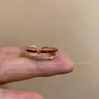 Doppellagiger roter Sternring, verstellbar - 4
