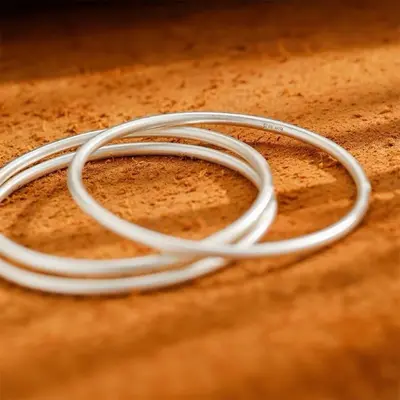 Silver solid bangle, pure silver plated, closed design - 3